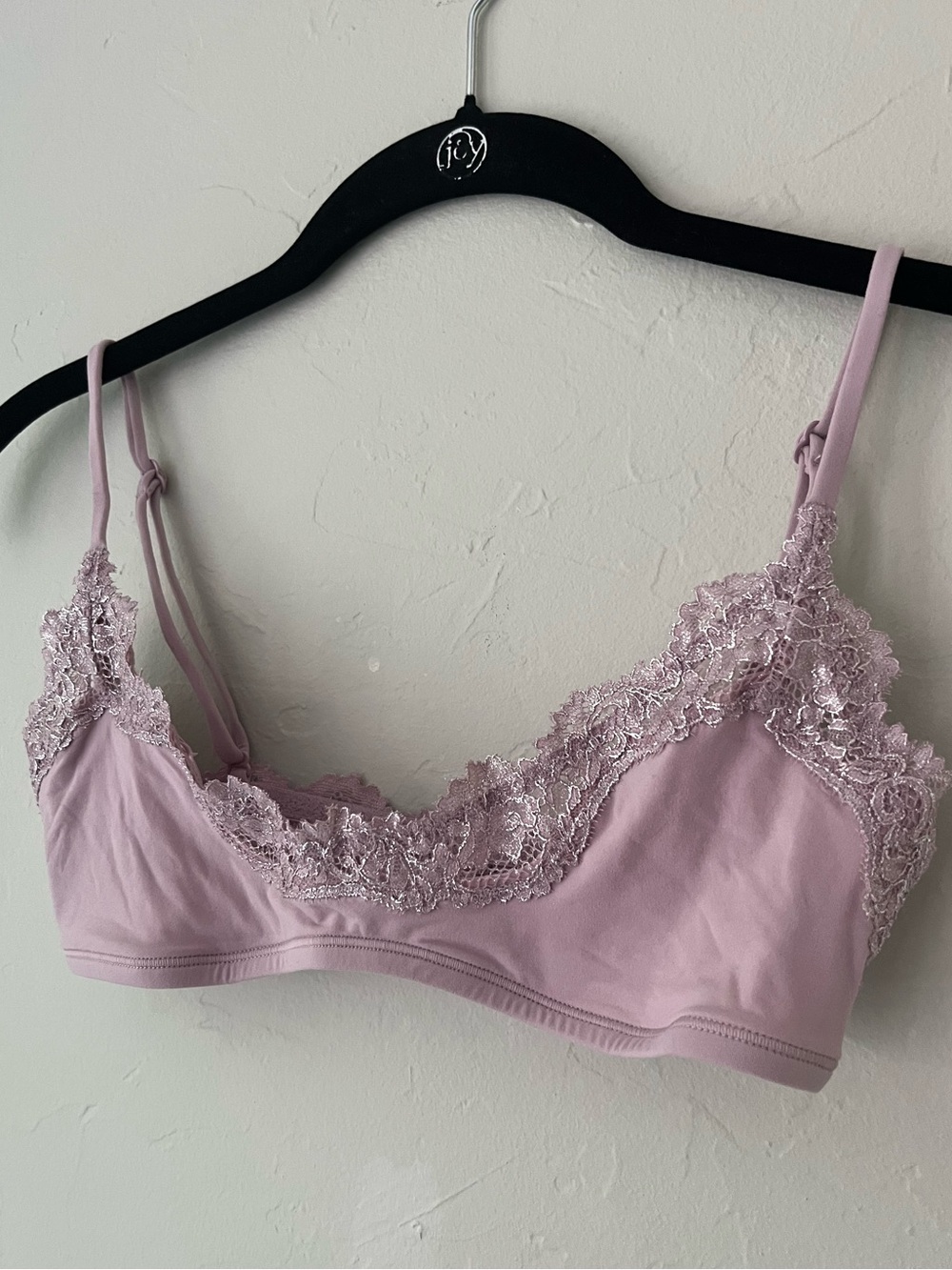 SKIMS FITS EVERYBODY LACE SCOOP BRALETTE IN DUSK FOIL XS M